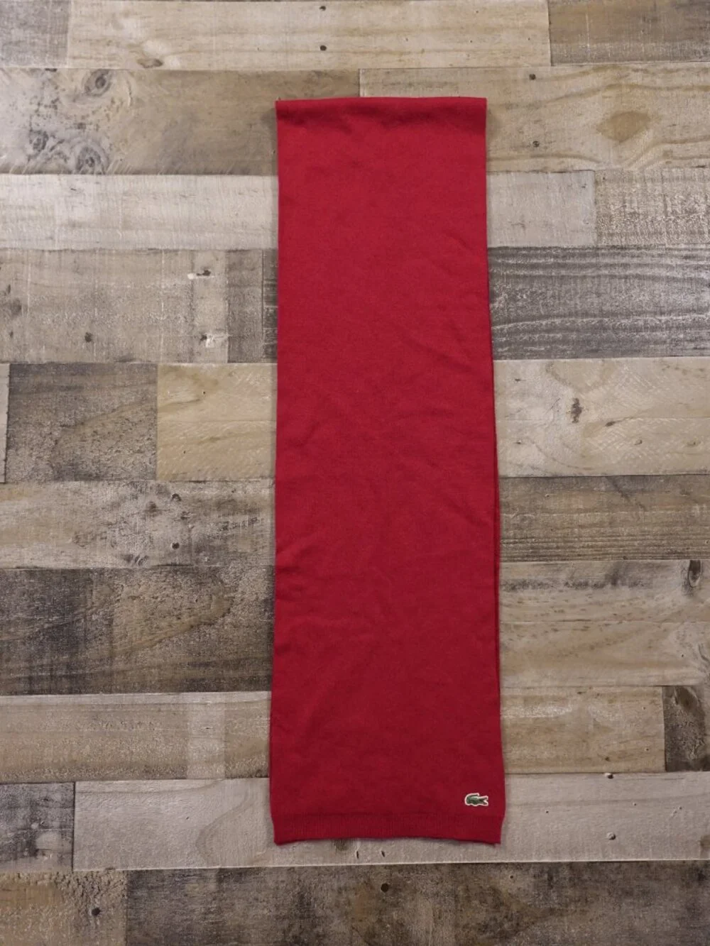 Lacoste Wool Cashmere Blend Scarf Red 68” Logo Luxury Winter‎ Unisex